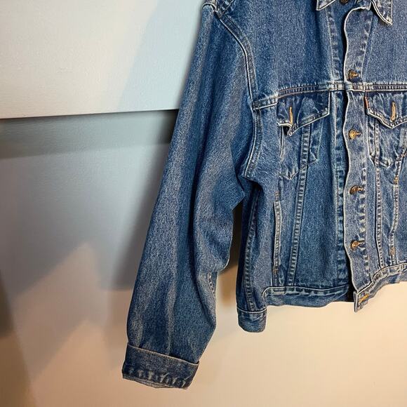 Levi Strauss Vintage Trucker Jacket Orange Tag Rigid Denim Jacket Men's Small - Picture 4 of 11